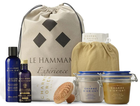 Turkish hammam gift set from charme d'orient, sold by Nomad Girl Beauty