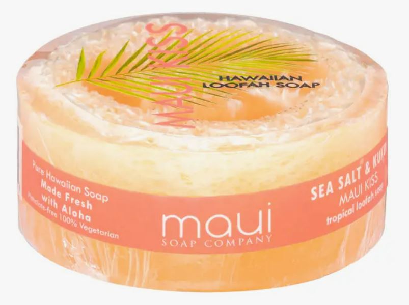 Maui Kiss Sea Salt & Kukui Exfoliating Loofah Soap 4.75oz