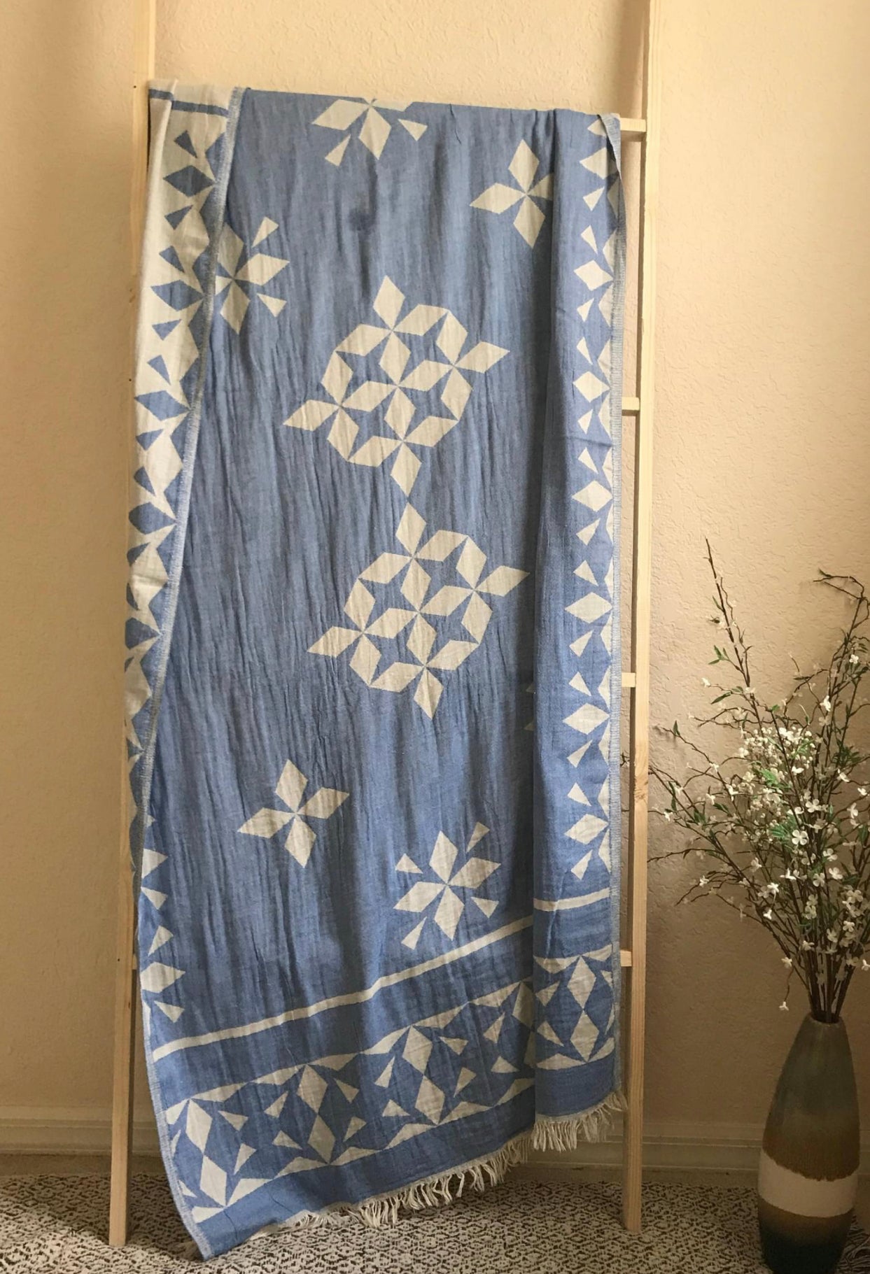 Seed of Life Light Blue Turkish Towel - nomadgirlbeauty